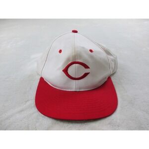 VINTAGE Cincinnati Reds Cap Hat Mens One Size White Snapback‎ Baseball MLB 90s*